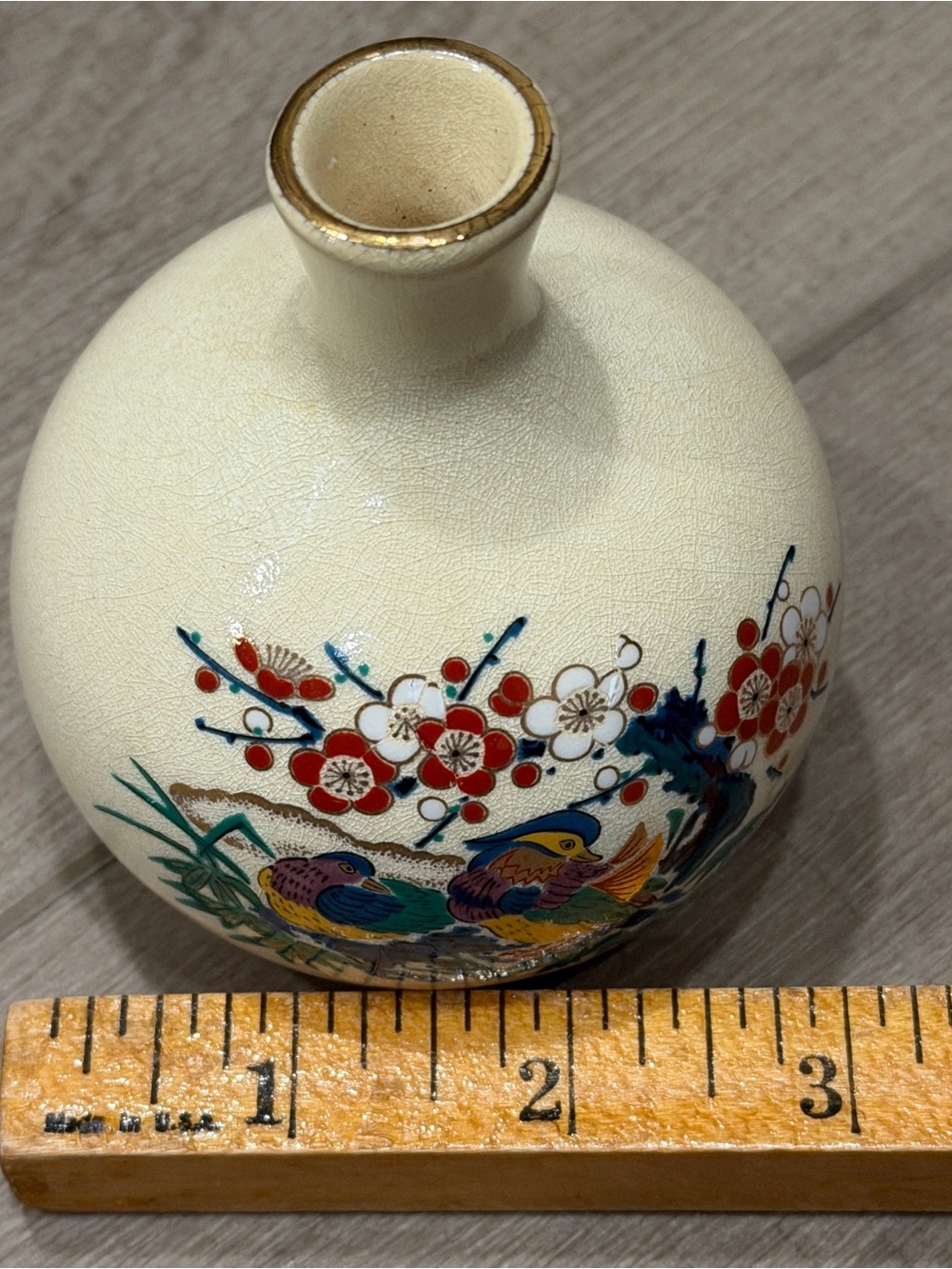 Vintage Satsuma Japan Bud Vase Gold Trim Small Collectibles 3x3” Porcelain - Picture 4 of 9
